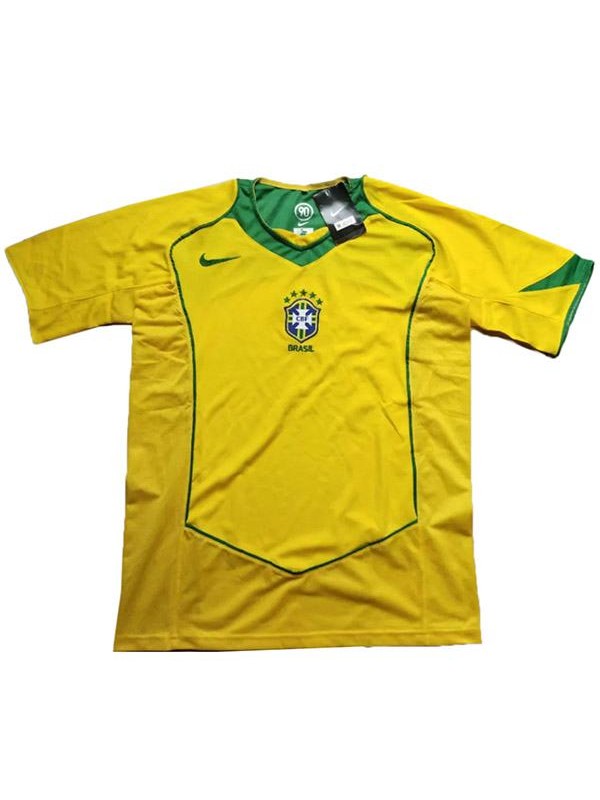 Brazil home retro soccer jersey maillot match men's 1st sportwear football shirt 2004